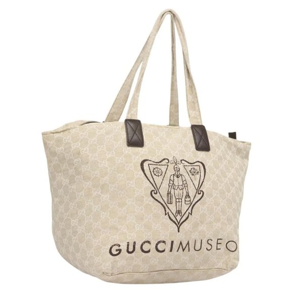 GUCCI GG Canvas Tote Bag Beige Silver 283416 Auth bs25999 - Picture 1 of 16